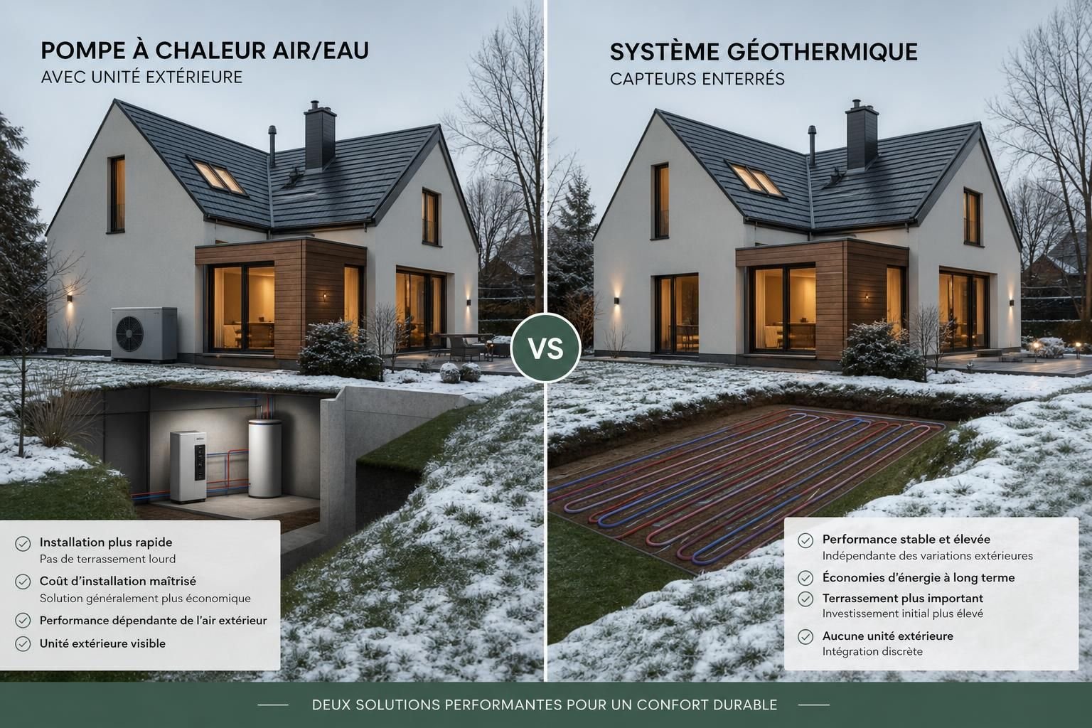 découvrez un comparatif complet entre la géothermie et l'aérothermie pour choisir la meilleure solution énergétique adaptée à votre terrain en haute-marne.